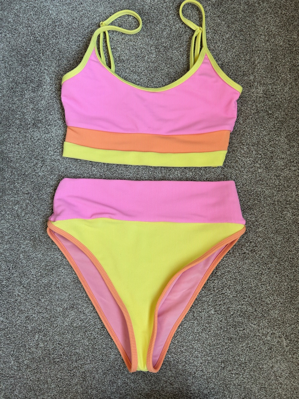 Beach Riot Pink Ribbed Bikini Set